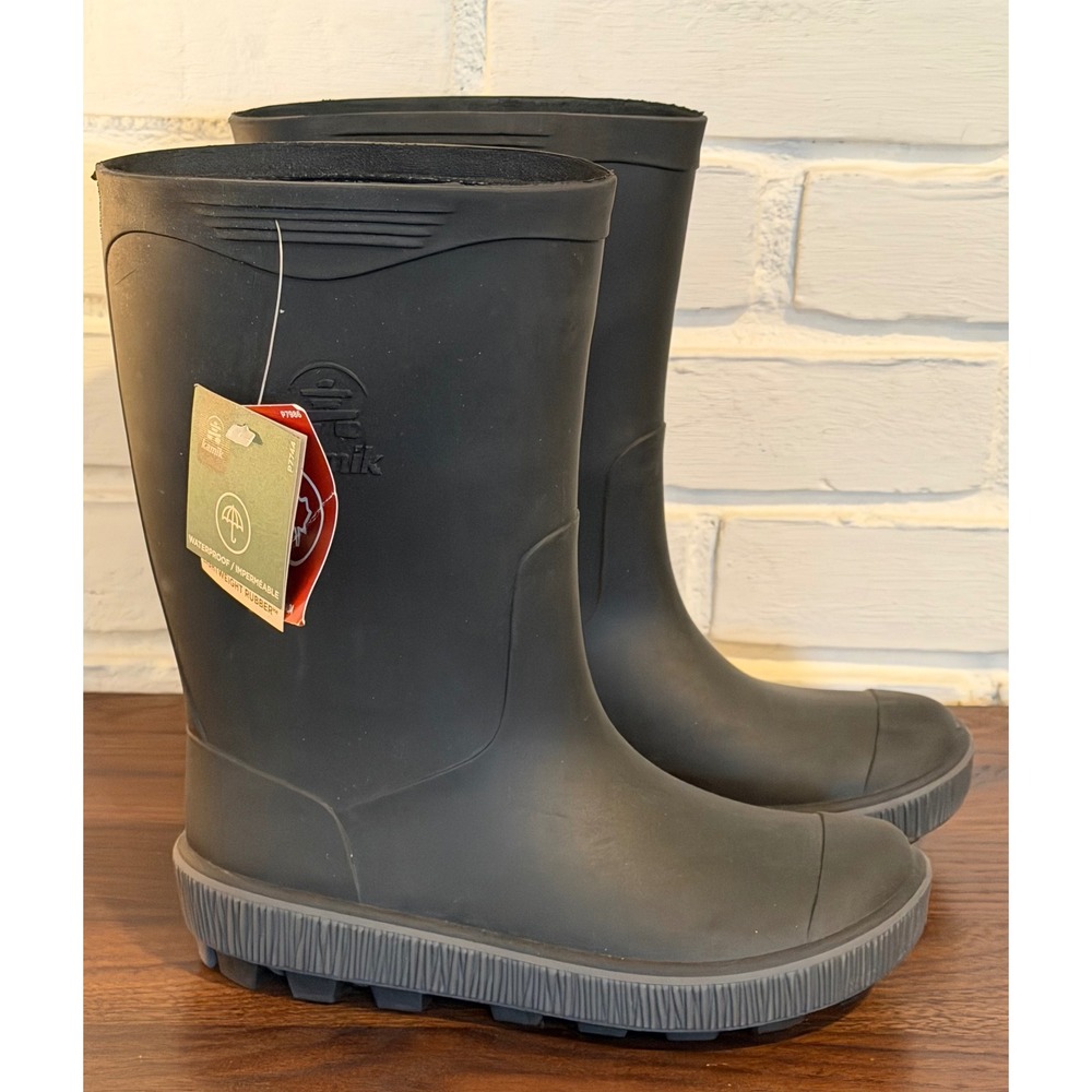 Kamik Black Kids Waterproof Lightweight RubberHe Riptide Rain Boots Size 3 NEW